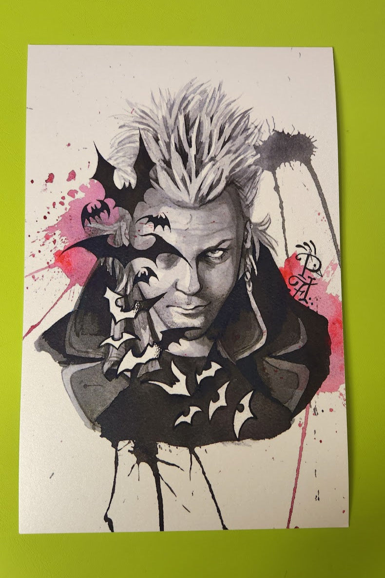 Stylized portrait with abstract elements on a white background